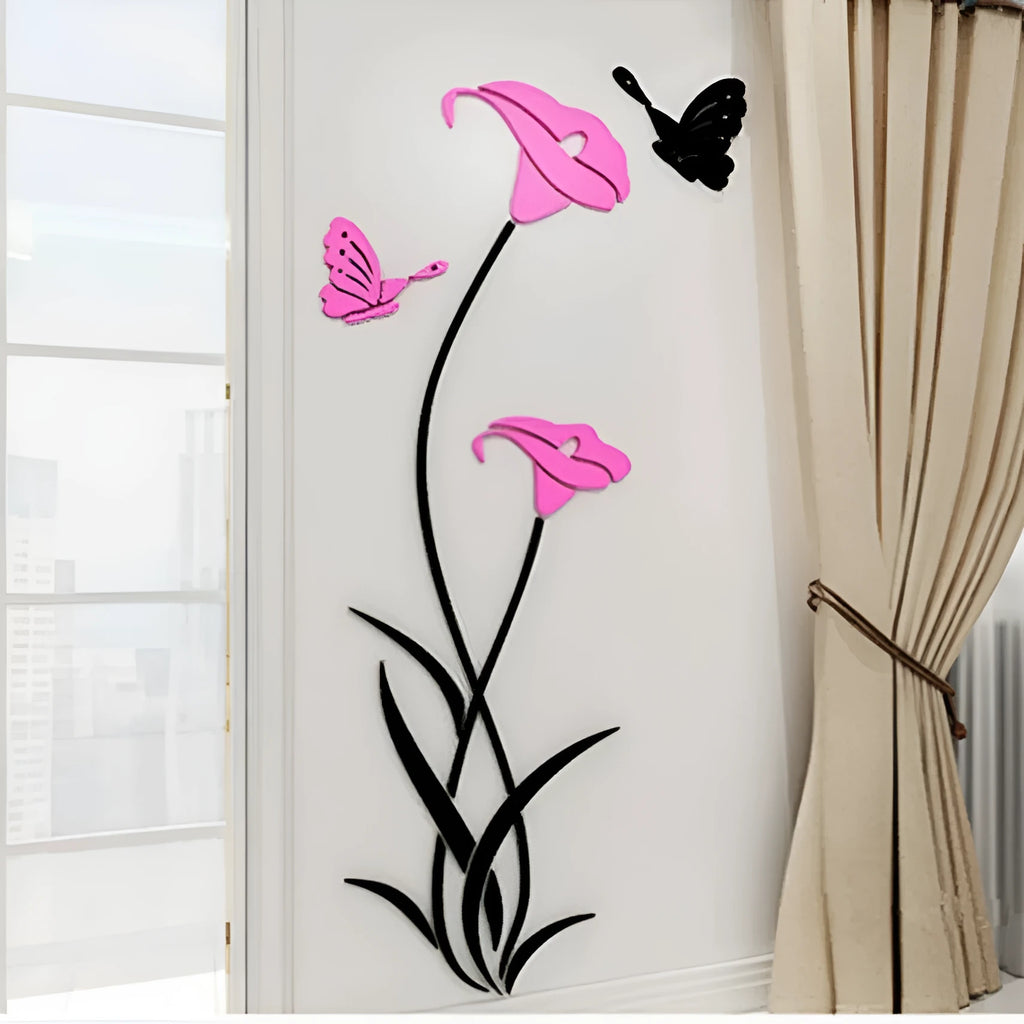 Lily 3D stereo acrylic wall sticker in multiple colours and sizes with left and right orientation options