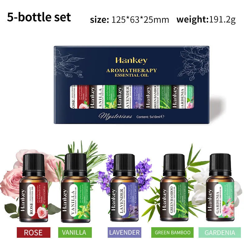 Boxed water-soluble aromatherapy essential oil sets for fresh air diffusion in multiple quantity options
