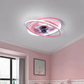 Modern iron chandelier ceiling fan with LED light for children's bedroom in blue colour