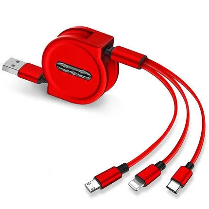 3-in-1 telescopic charging cable extended to 120cm with split connectors