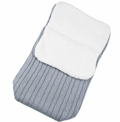 Baby stroller sleeping bag with thick filling in envelope design, shown in beige colour.