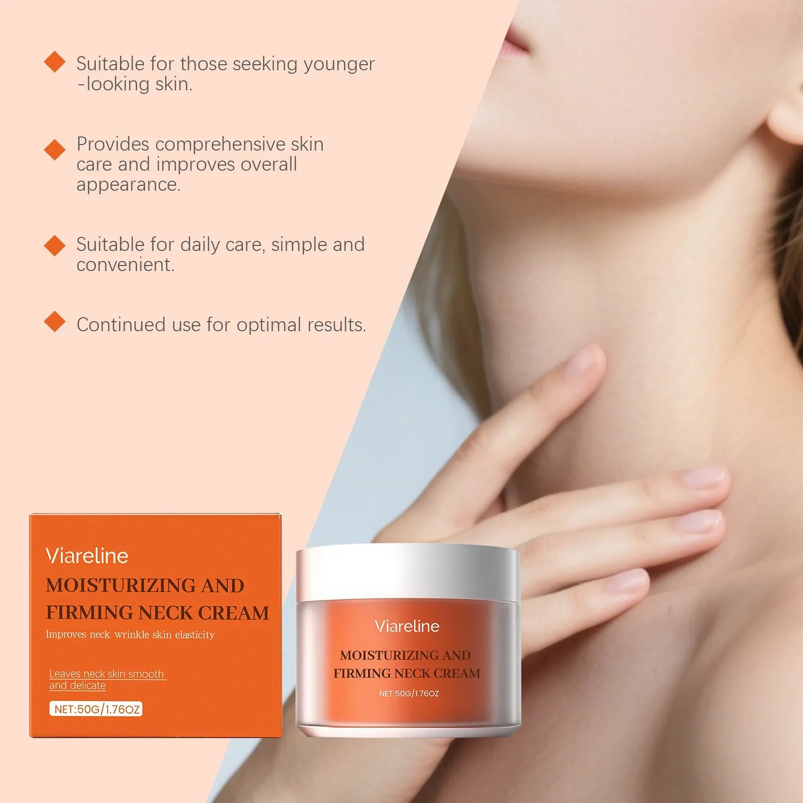 50g neck contour moisturising cream in compact packaging for daily skin tightening treatment