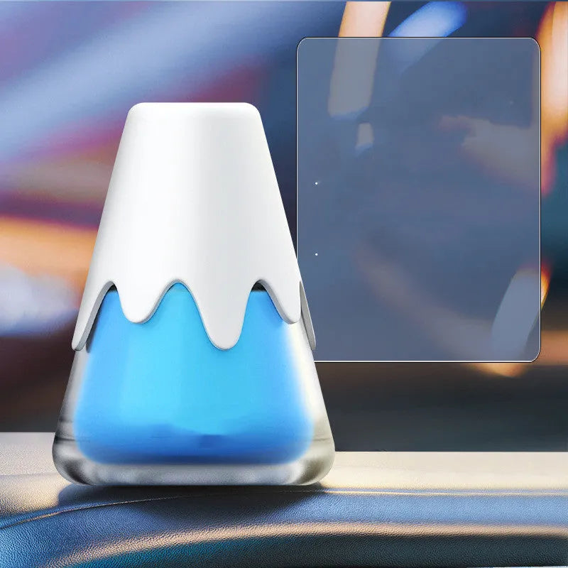 Glass car aromatherapy cup diffuser with paste fragrance cartridge in 9.1cm x 6.9cm dimensions