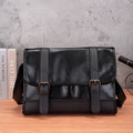 Black Korean-style men's commuter backpack with anti-theft function and sewing thread details