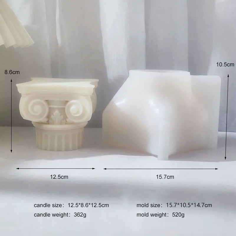 C271 specification Roman pillar silicone mould for candle making and crafting on a white background.