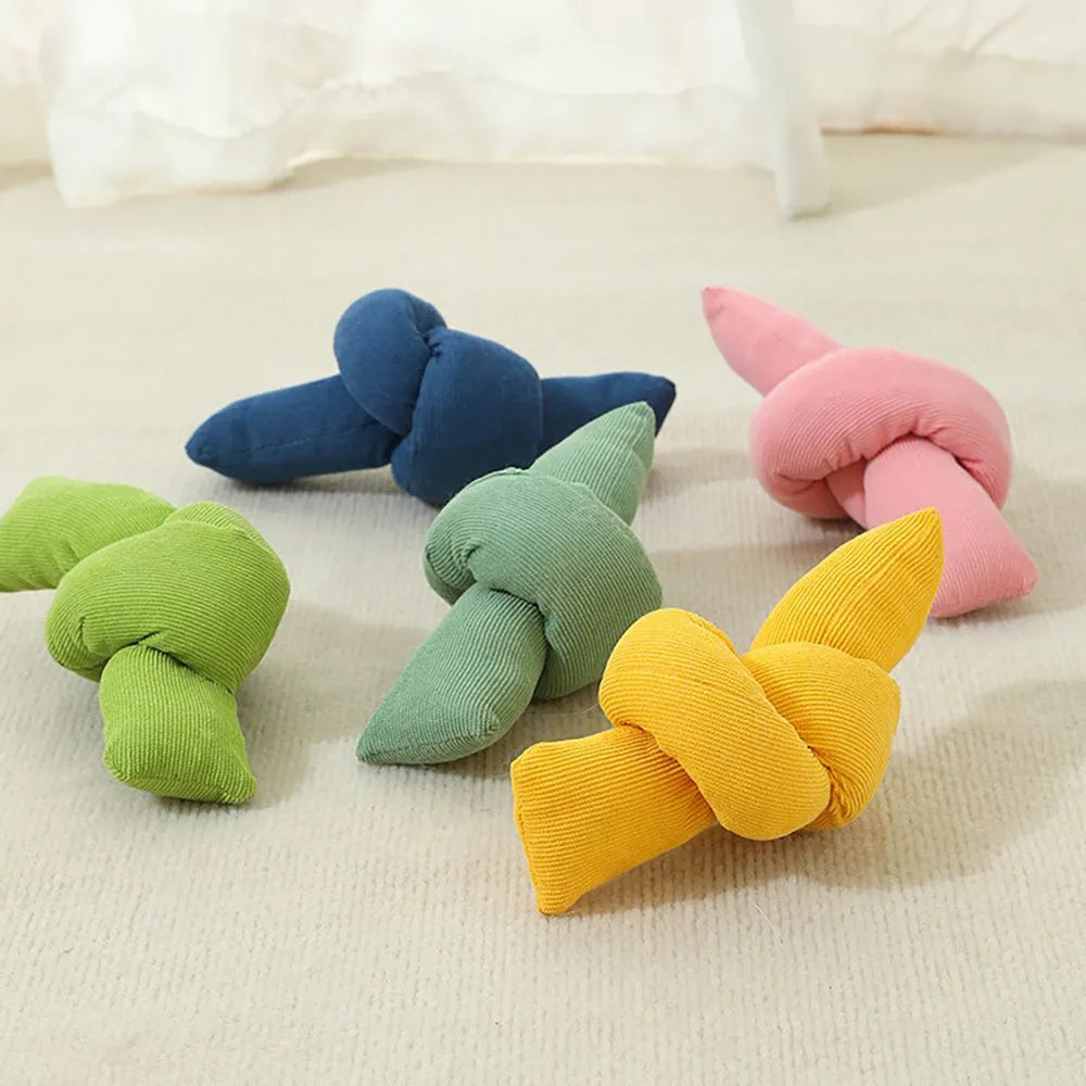 White cotton knotted dog rope toy for interactive tug games and dental chewing
