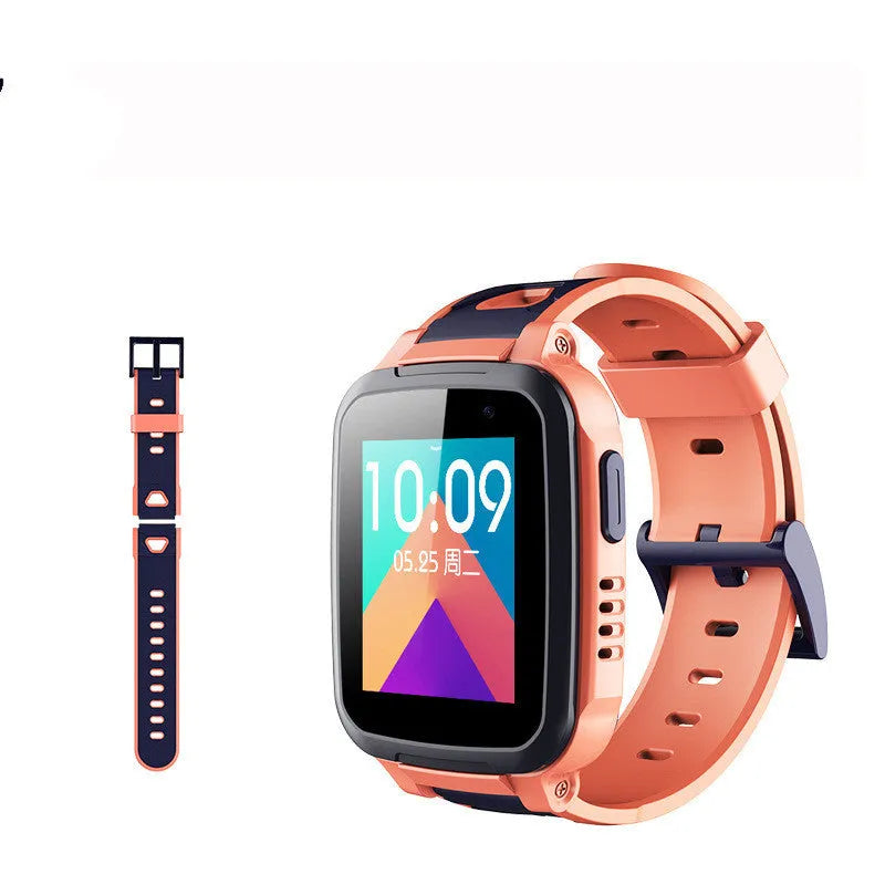 SE5 children's smartwatch phone with rotating stainless steel strap on child's wrist showing touchscreen display