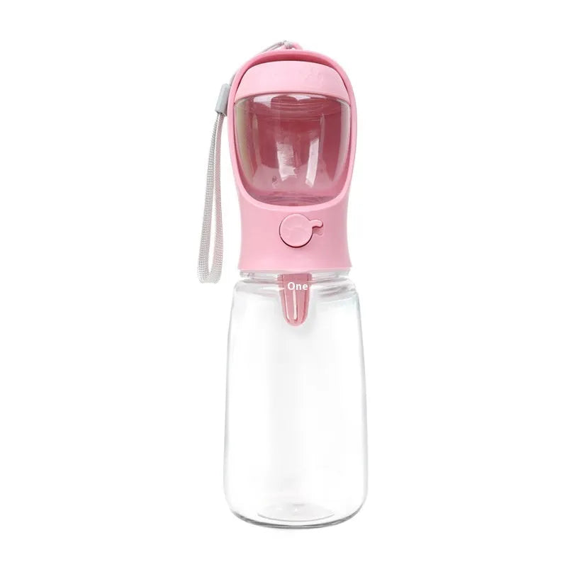 Blue plastic dual-use portable dog drinking cup with two-in-one design for outdoor hydration.