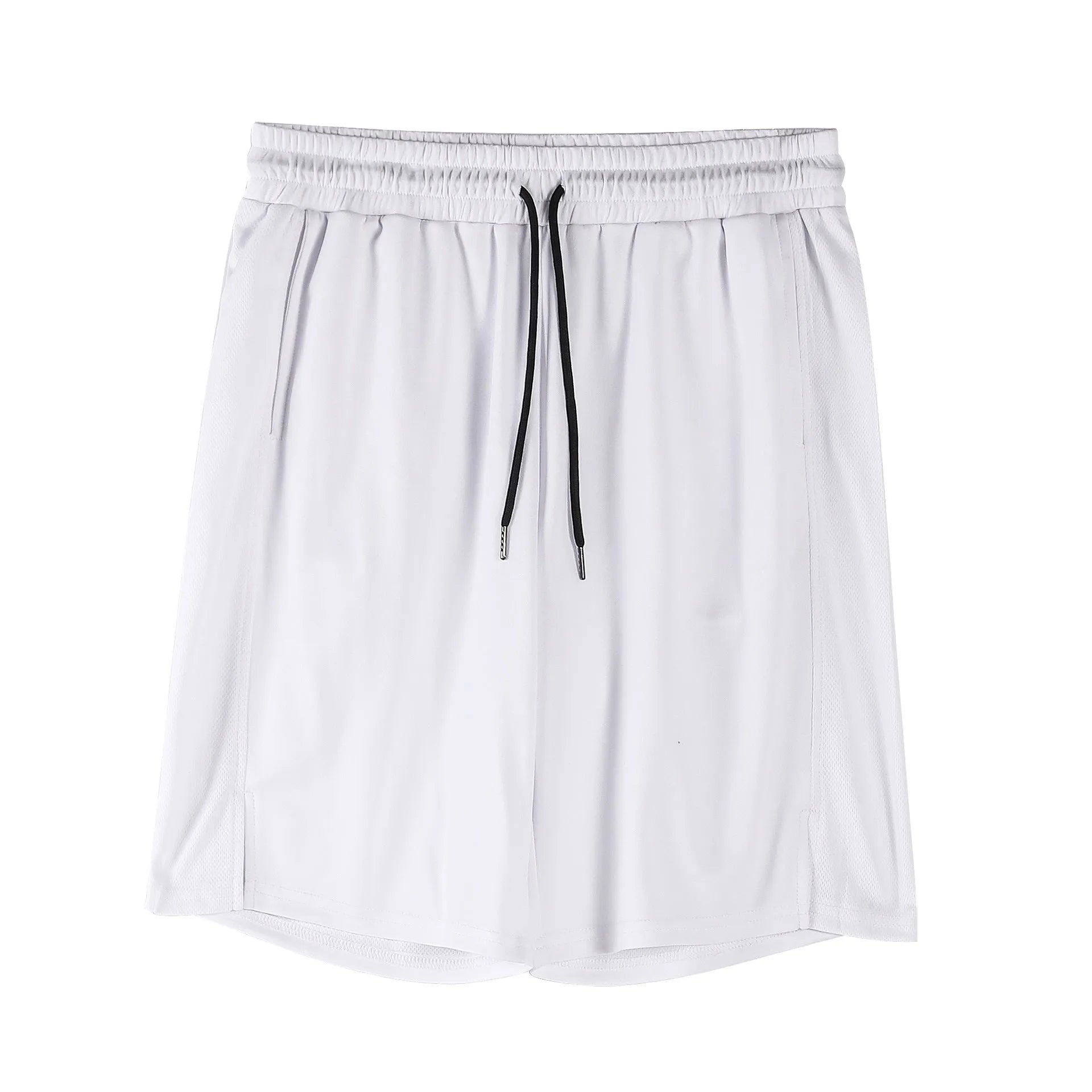 Men's quick-drying mesh shorts in black with elastic waistband and loose fit design