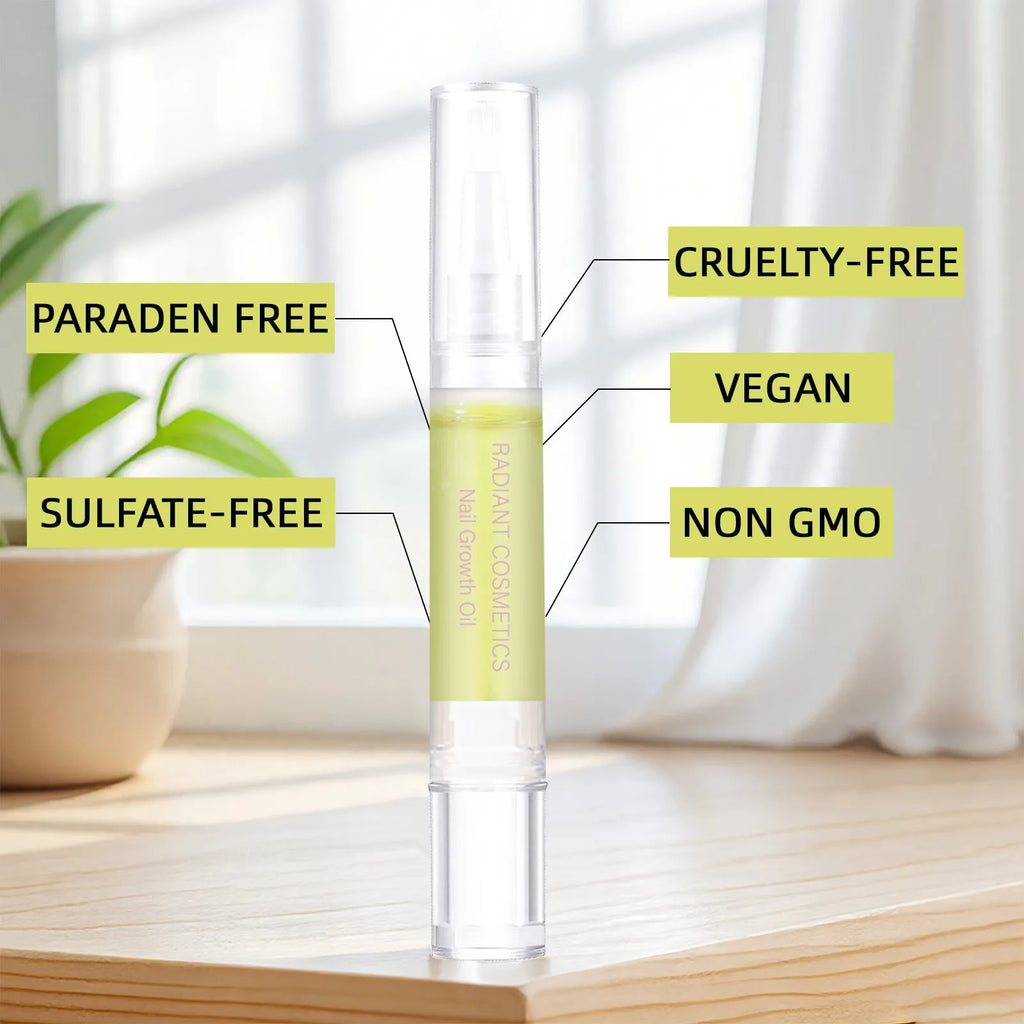 3ml bottle of clear wash-free nail growth and moisturising treatment oil