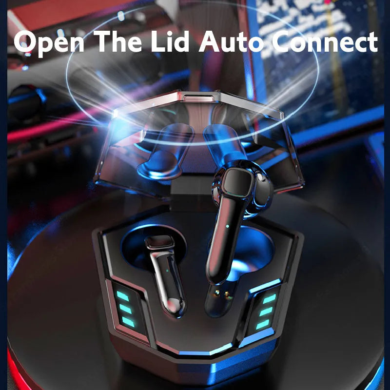 Wireless Bluetooth gaming headset with low latency and noise reduction in compact design