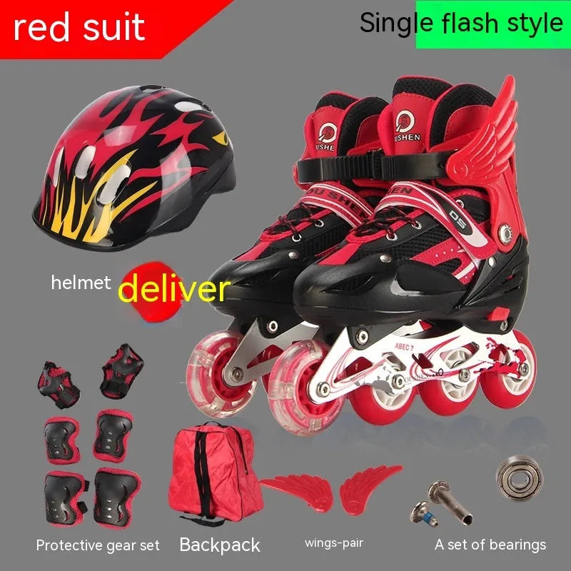 PU children's roller skates with aluminium frame and protective gear in multiple colour options