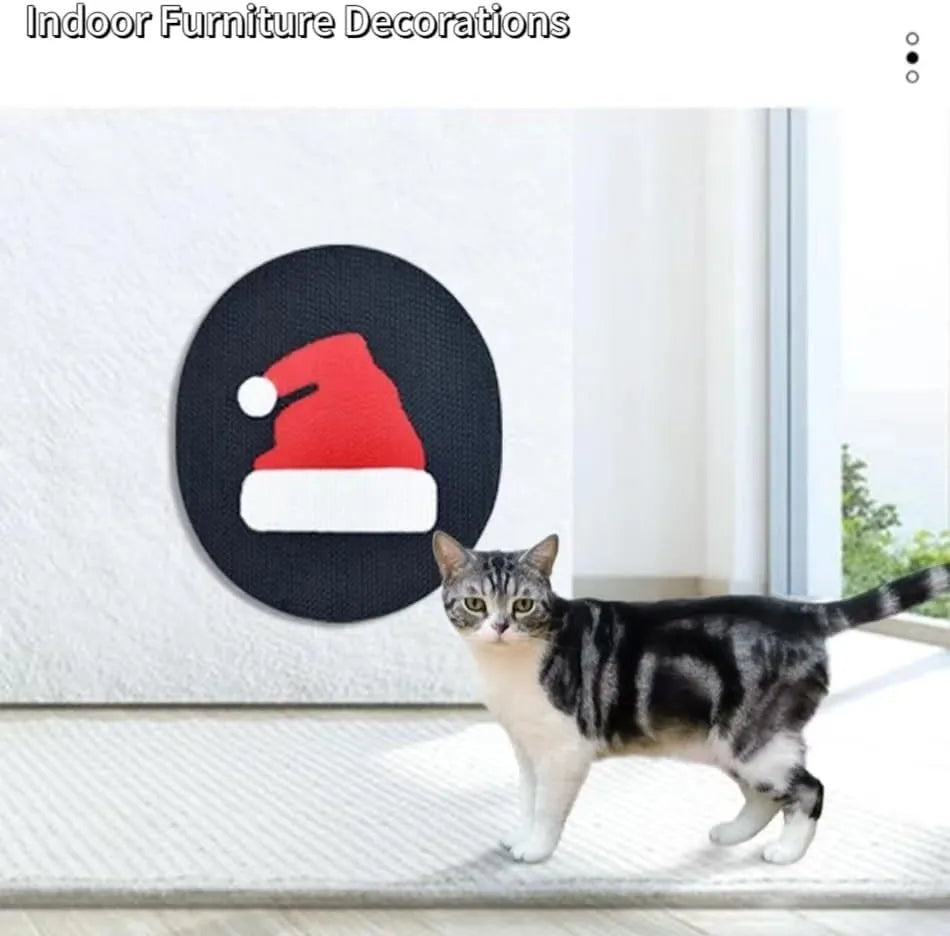 Wall-mounted cat scratching pad made of corrugated cardboard with catnip