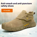Labour protection shoes with leather upper and rubber sole in multiple colour options