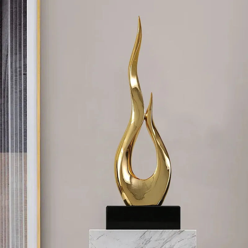 Resin festival high-rise ornament in bright gold finish with modern simplicity design