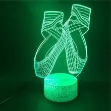 Ballet shoe silhouette 3D night light with remote control and seven colour LED options