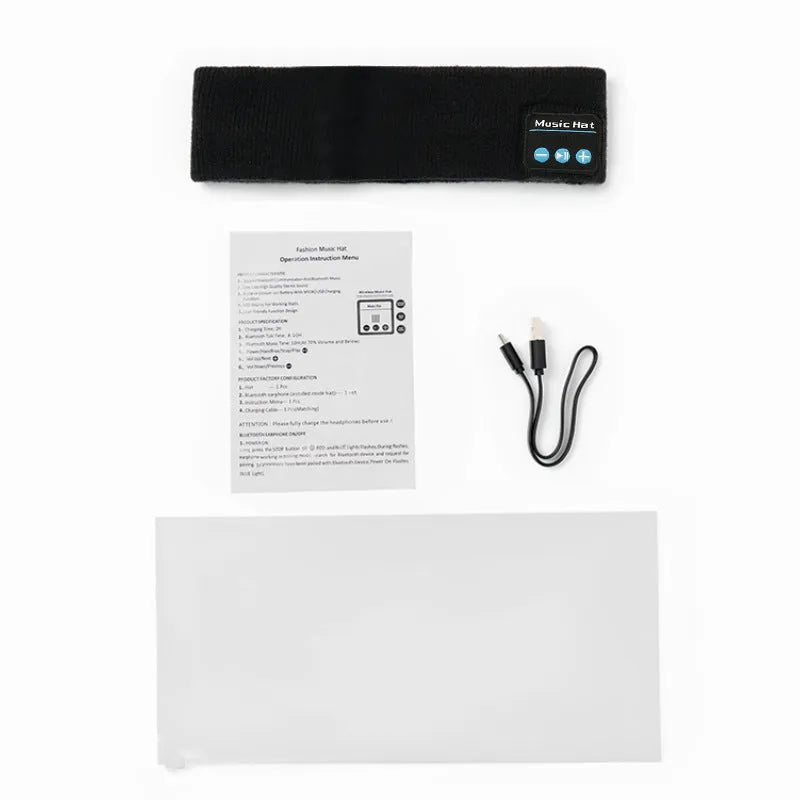 Bluetooth sports headband with integrated wireless earphones and removable washable cover