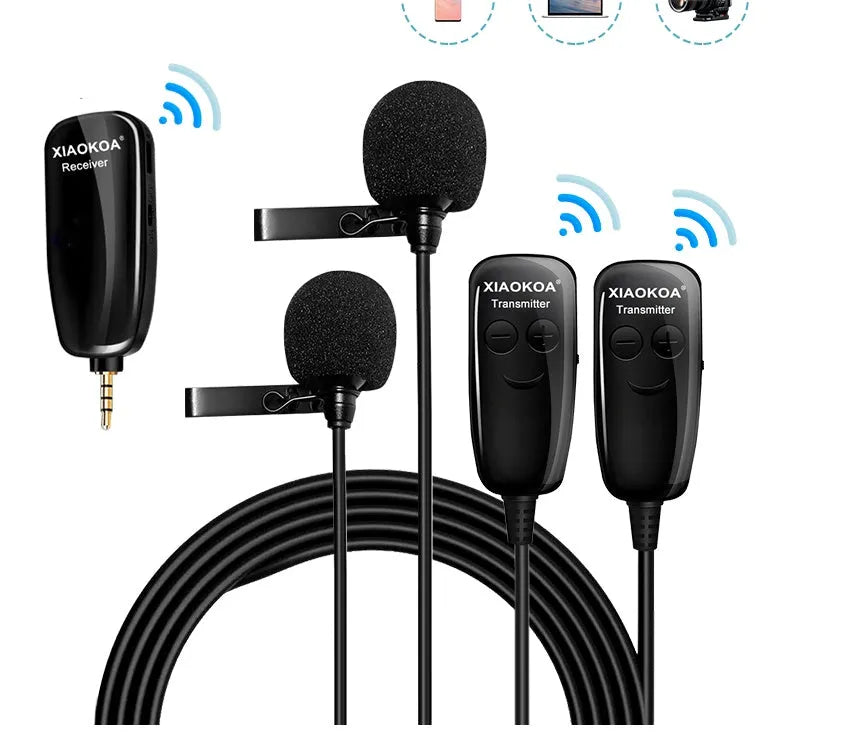 Black lavalier lapel microphone with 3.5mm jack plug for mobile phone voice recording
