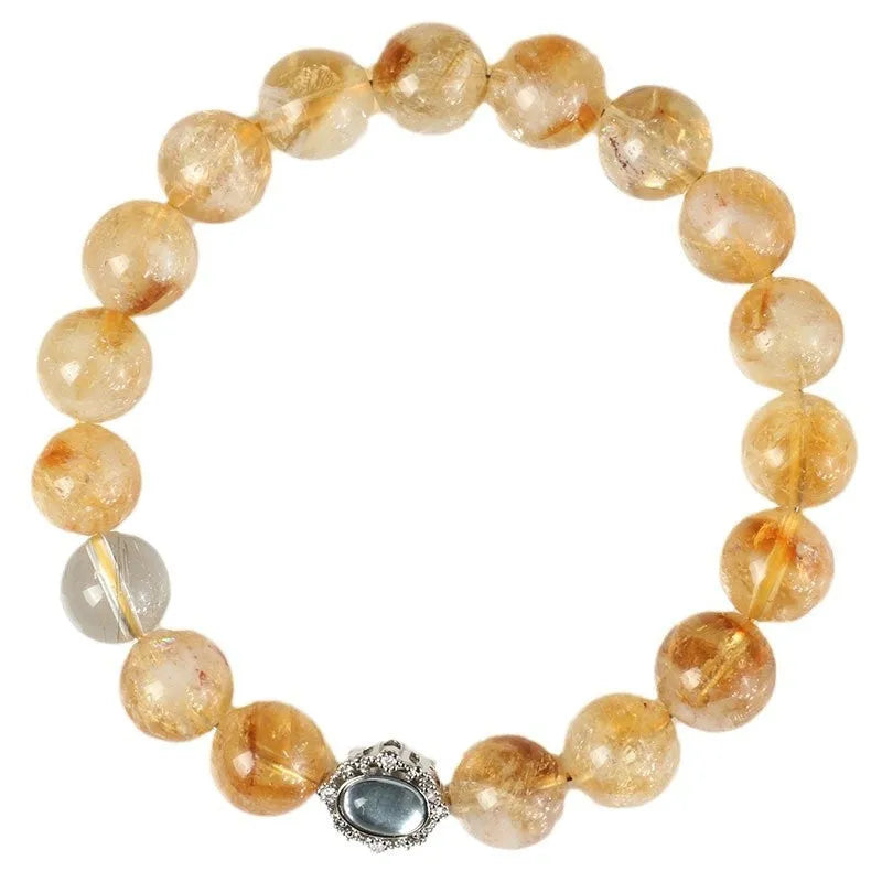 Geometric citrine crystal bracelet with 10mm faceted gemstones in unisex jewellery design