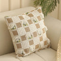 45cm square jacquard waist pillow cushion cover with plant and flower pattern in retro Nordic style.