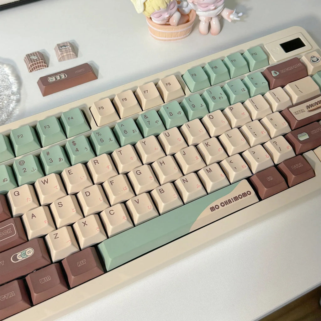 Matcha green theme mechanical keyboard keycap set with five-sided sublimation printing