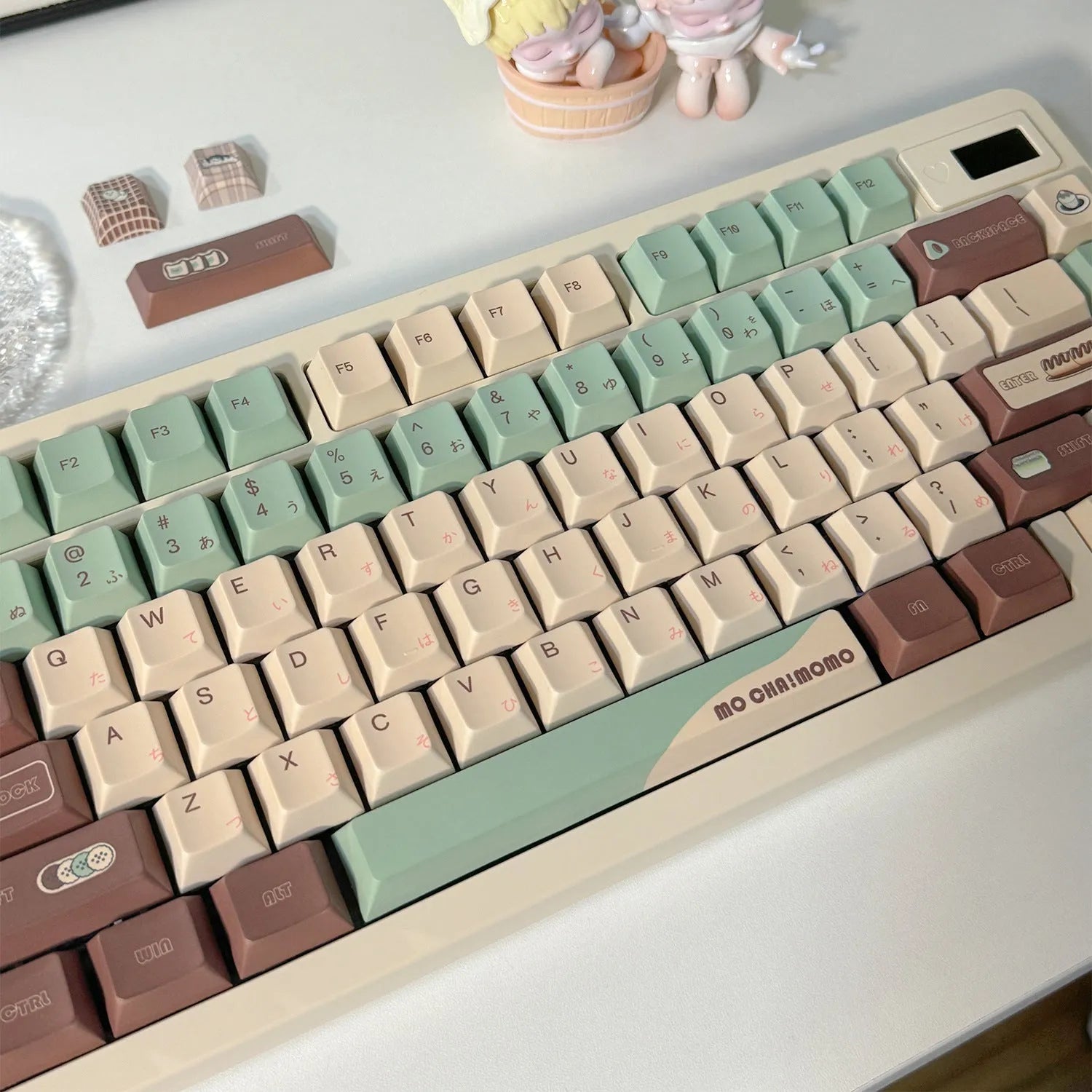 Matcha green theme mechanical keyboard keycap set with five-sided sublimation printing