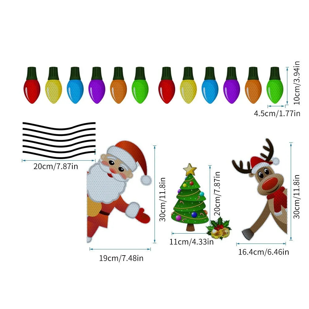 Christmas elk cartoon design magnetic car sticker with reflective threads in RFM025 colour