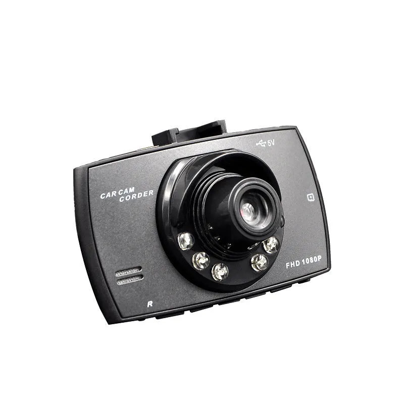 G30 HD car DVR dual camera system showing front and rear recording with night vision and reversing display