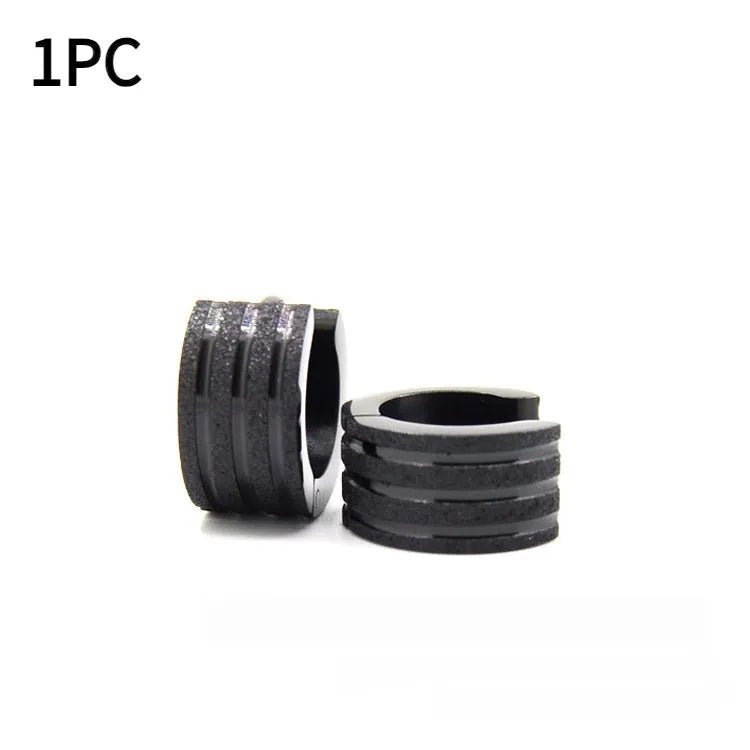 Korean style three-line frosted titanium steel earrings in geometric shape