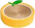 Round yellow fruit-shaped sisal cat scratching board with bed