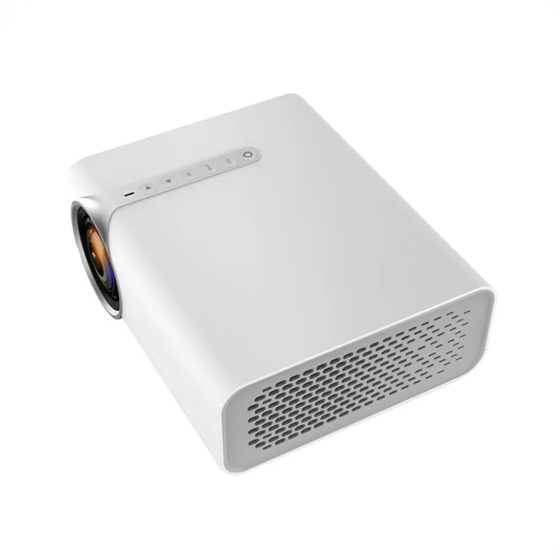 YG530 mini mobile phone projector in black or white showing wireless connection and large projection screen