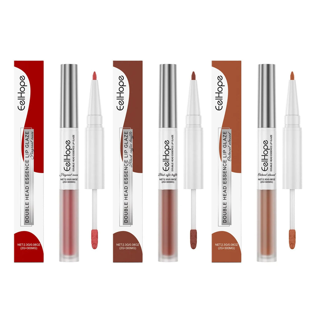 Double-headed lip liner and lacquer pen with three colour variant options