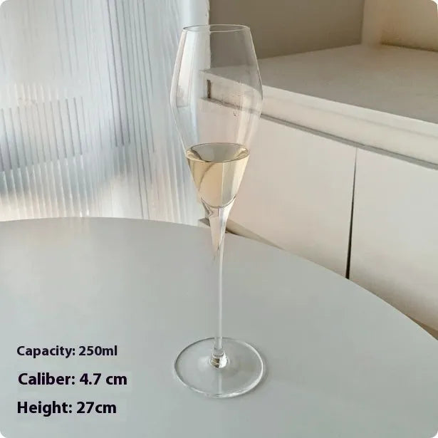 Champagne glasses goblet set with crystal designs including straight tulip waist bevel and flute styles