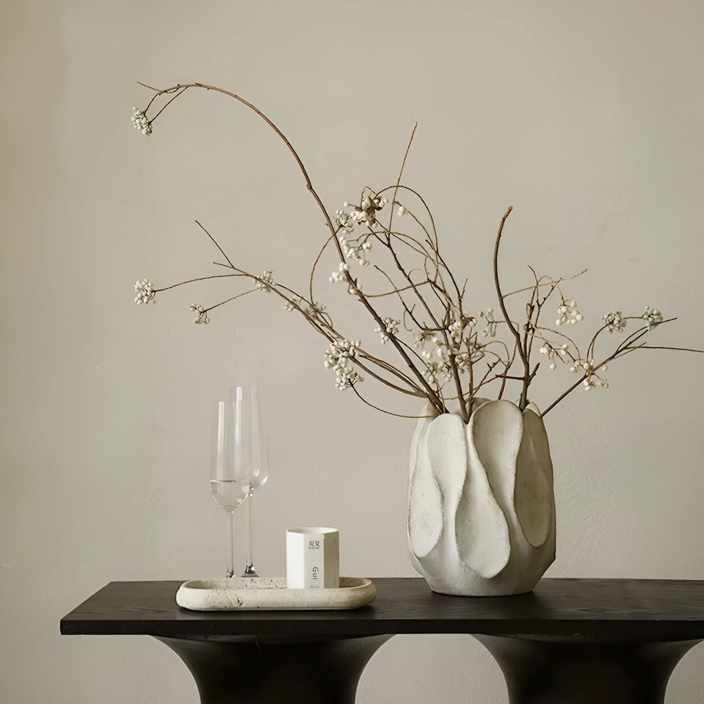 Irregular ceramic vase in magnesium clay or resin for living room and desktop flower arrangement