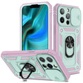 Magnetic iPhone case with sliding window bracket in two-tone colour options for iPhone 12 and 13 models
