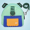 Adjustable dog backpack harness with storage pockets in blue colour featuring breathable mesh panels