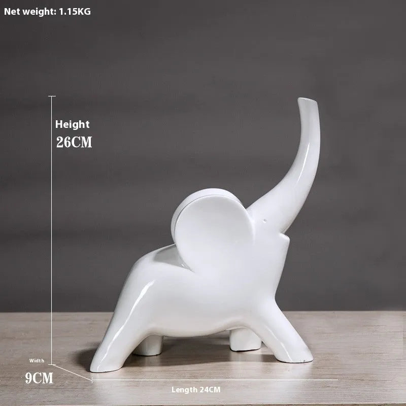 Modern rose gold and white resin elephant ornament figurine for home decor.