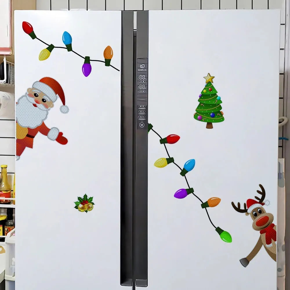 Christmas elk cartoon design magnetic car sticker with reflective threads in RFM025 colour