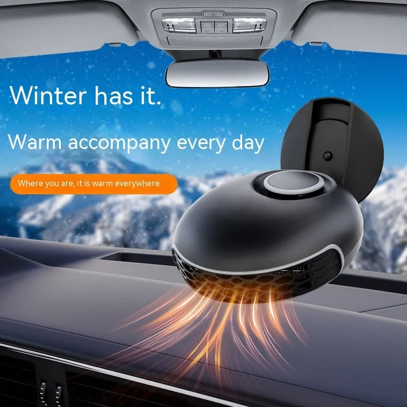 Black car warm air blower heater with power cable for vehicle window defrosting