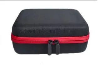 Red EVA essential oil storage bag with 30 compartments for 15ml bottles, shown with zipper open.