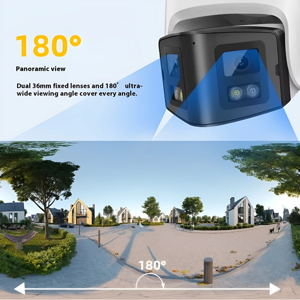 4MP dual-lens IP CCTV camera with safety belt mount and compact housing
