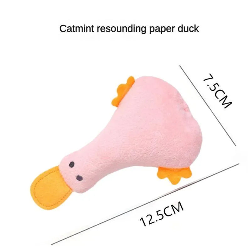 Colourful duck plush pet toy with catnip and squeaker for cats and small dogs
