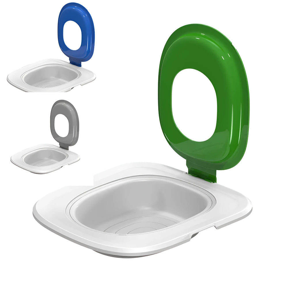 Fifth generation grey ABS plastic cat toilet trainer with integrated litter mat