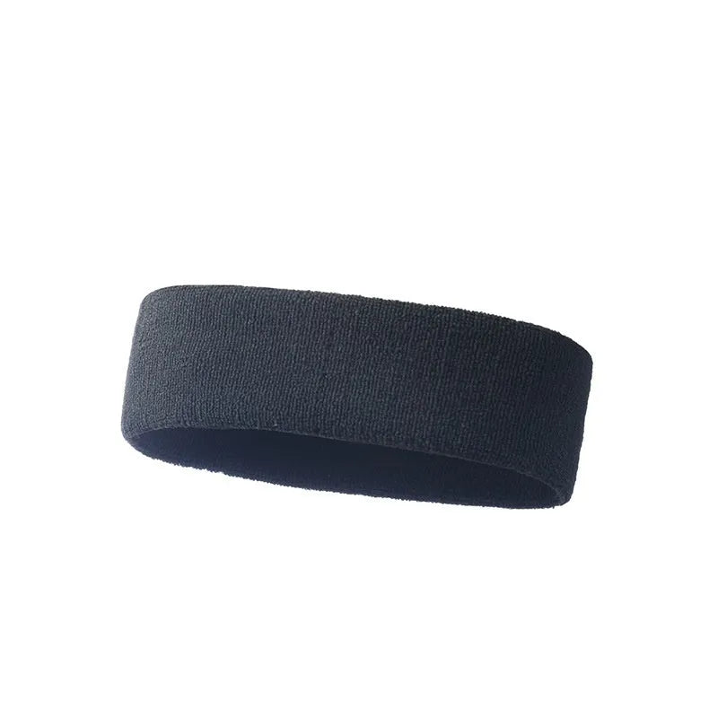 Elastic widening sports sweat band in solid colours: black, red, blue, rose red, sky blue.