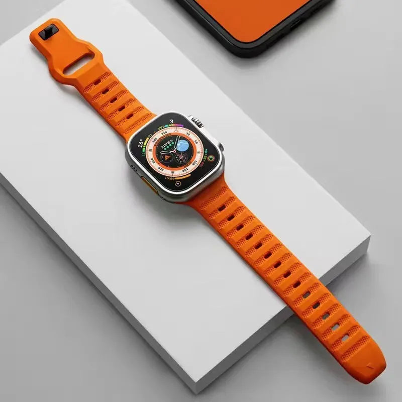 Fluoro rubber Apple Watch band in multiple colours with T buckle for Ultra and Series 1-8 models