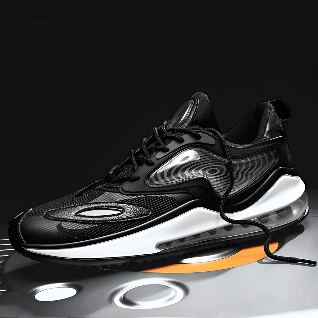 Men's summer air cushion casual shoes in Space Black with height increasing design and rubber sole