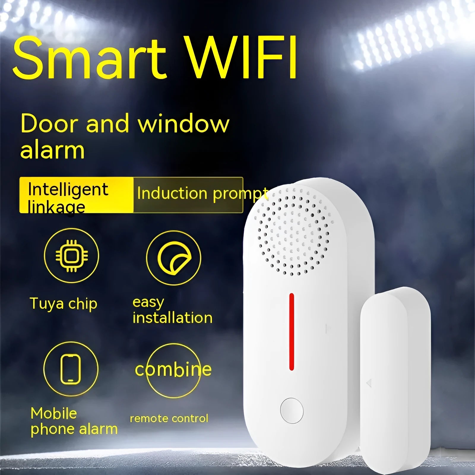 WiFi door magnetic sensor alarm unit for smart home security with magnetic contacts