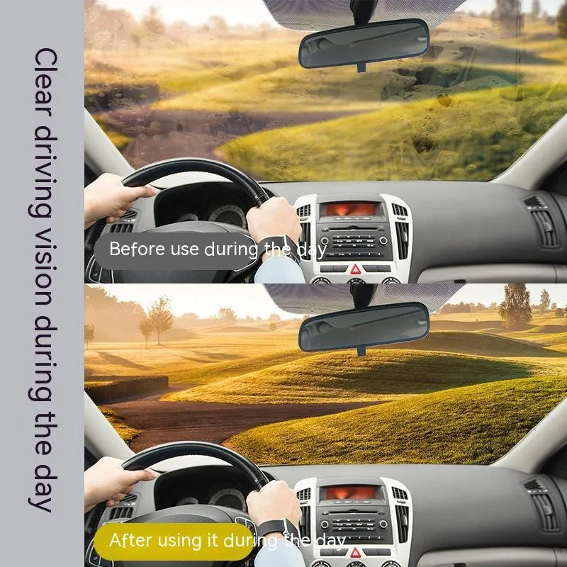 White 65ml car windshield cleaning agent paste in 13.2cm packaging with sponge applicator for glass descaling.