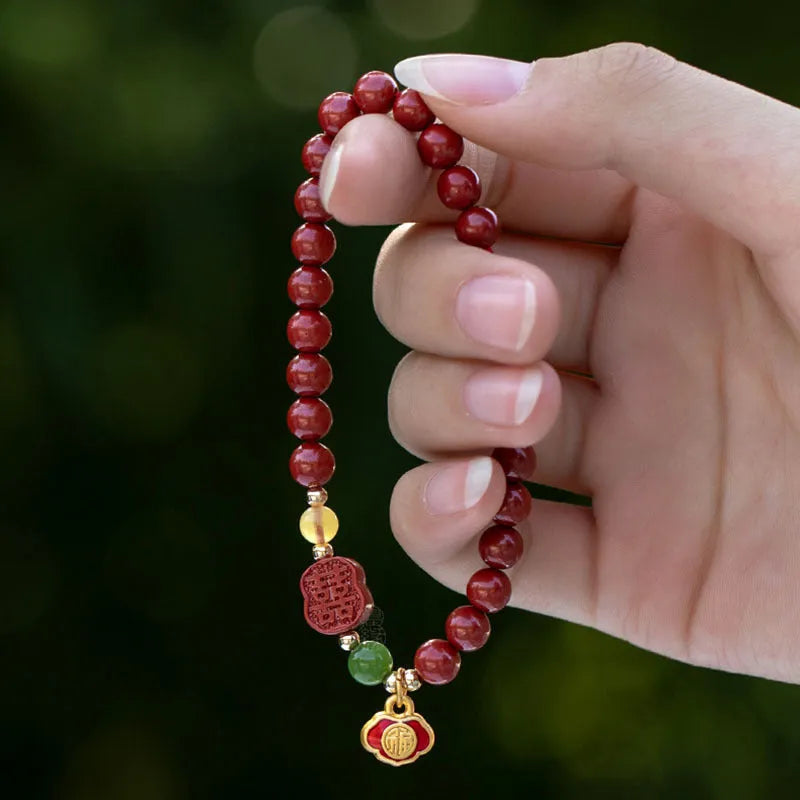 Emperor Sandstone Happy Eyebrow bracelet in New Chinese style with fu character element