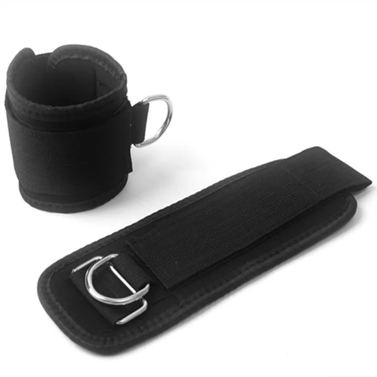 Black polypropylene pull rope set for taekwondo and explosive leg force training.